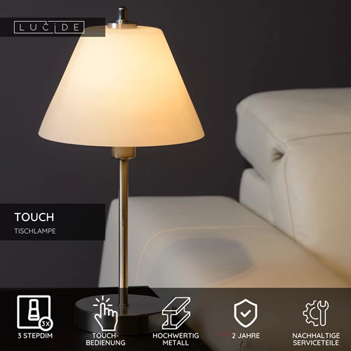 Lucide TOUCH - Tischlampe - Ø 22 cm - 1xE14 - Chrom Matt - USP
